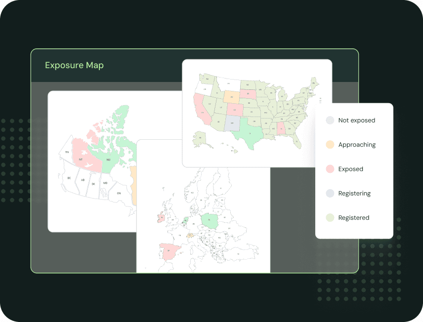 Kintsugi US exposure map and modern business dashboard
